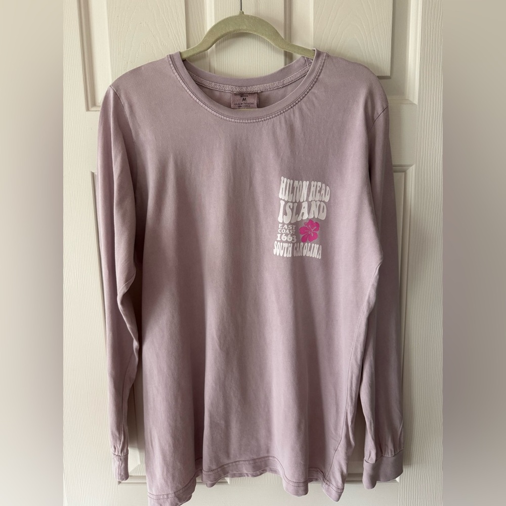 Hilton Head Island Long-Sleeve Women’s Tee - Lavender - Size Medium.